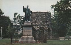 William Ellery Channing Statue & Old Stone Mill, Newport RI Postcard