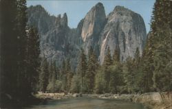 Yosemite NP Cathedral Rocks & Spires, El Capitan Postcard
