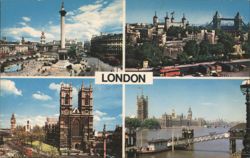 London Landmarks: Trafalgar Square, Tower, Westminster Abbey Postcard