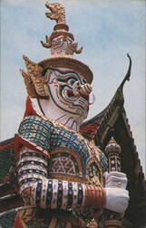 Giant Guardian at Wat Phra Keo, Bangkok Postcard