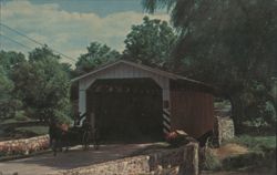 Amish Country: The Old Covered Bridge with Buggy Postcard