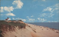 Beach and Lighthouse on beautiful Cape Cod, MA Postcard