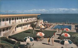 CARIB MOTEL Oceanfront Pool, Beach, Miami Beach Postcard