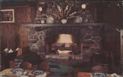 Red Coach Grilles Boston MA Interior Stone Fireplace Postcard