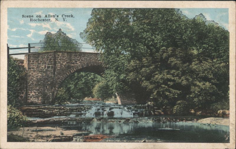 Scene on Allen's Creek, Stone Bridge and Waterfalls Rochester New York