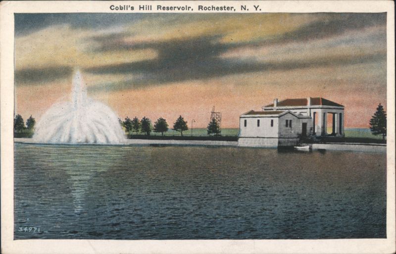 Cobl's Hill Reservoir with Fountain, Rochester New York