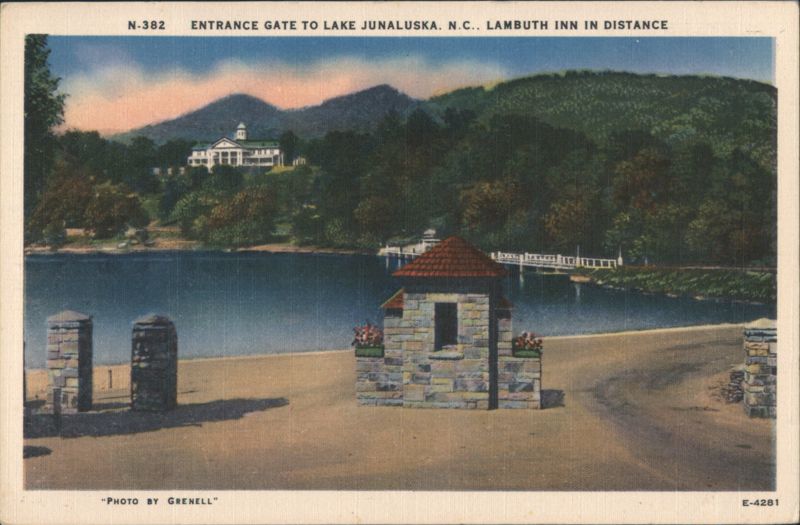 Entrance Gate, Lambuth Inn in Distance Lake Junaluska North Carolina