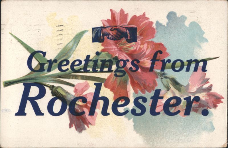 Greetings from Rochester, NY with Red Flowers New York