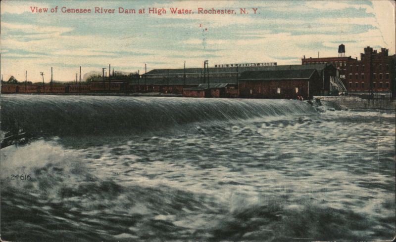 Genesee River Dam at High Water Rochester New York