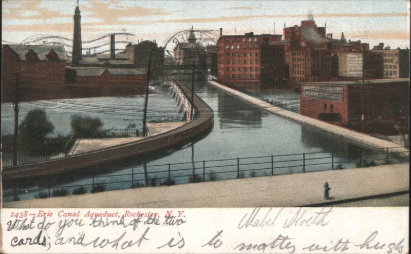 Erie Canal Aqueduct with Cityscape Rochester New York
