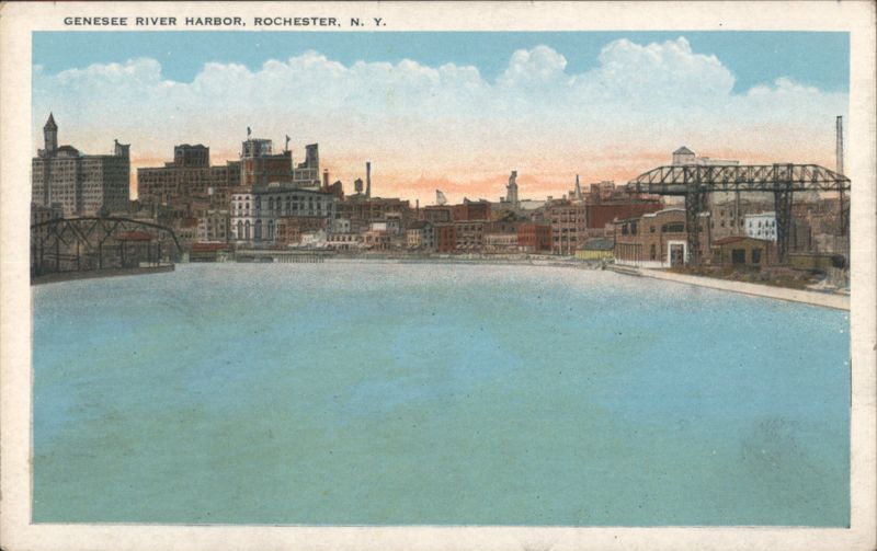 Genesee River Harbor, Rochester, NY - City Skyline & Bridges New York