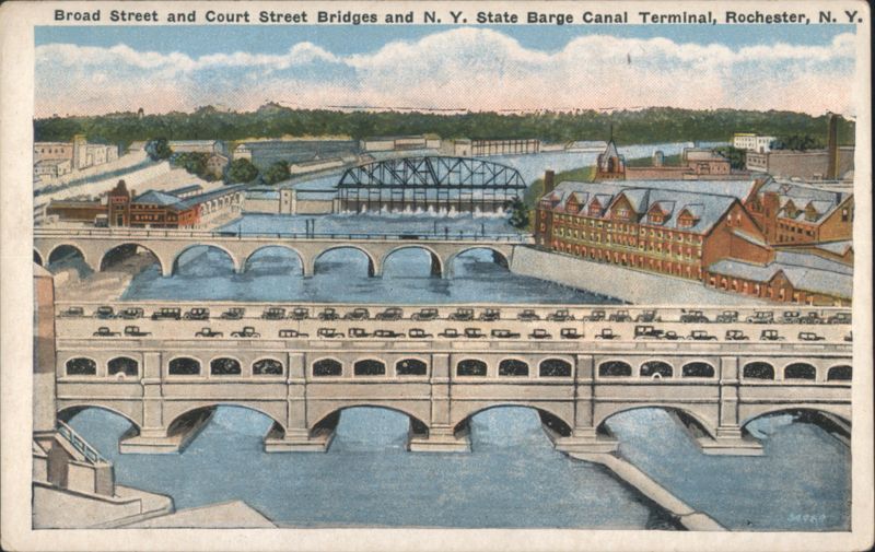 Broad Street and Court Street Bridges and N. Y. State Barge Canal Terminal Rochester New York