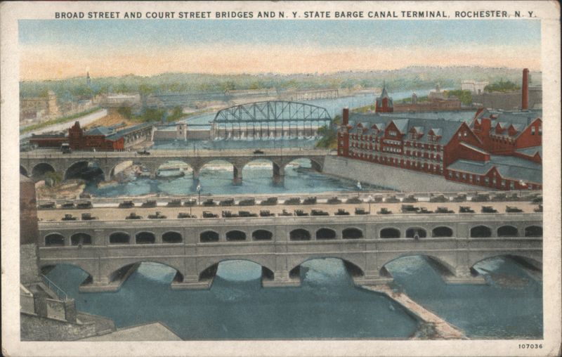 Broad Street and Court Street Bridges, NY State Barge Canal Terminal Rochester New York