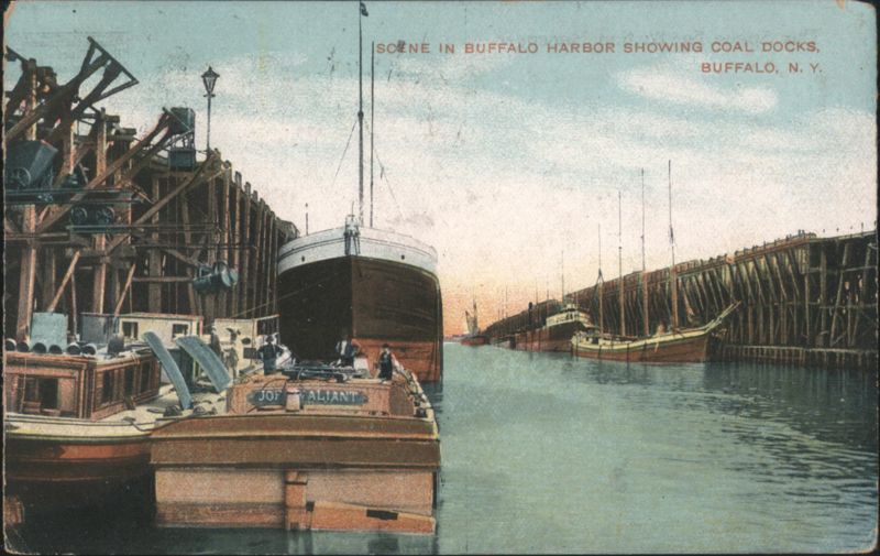 Buffalo Harbor Coal Docks, Boats New York