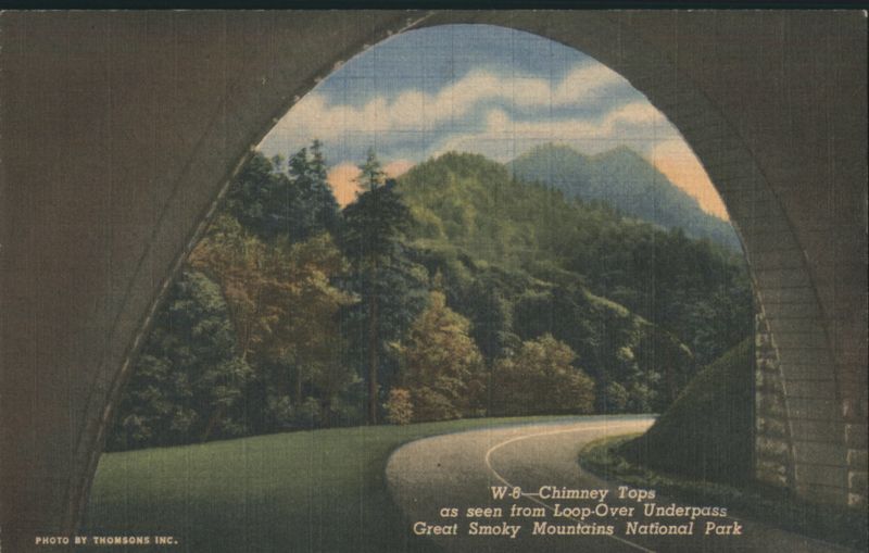 Chimney Tops from Loop-Over Underpass, Great Smoky Mountains NP Tennessee