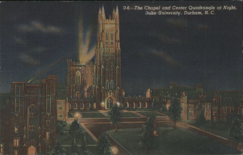 Duke University Chapel & Center Quadrangle at Night Durham North Carolina