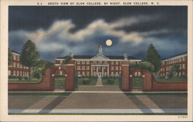 South View of Elon College by Night, NC North Carolina