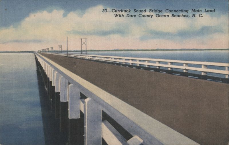 Currituck Sound Bridge Connecting Main Land With Dare County Ocean Beaches North Carolina