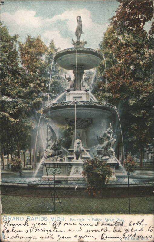 Fountain in Fulton Street Park, Grand Rapids, MI Michigan