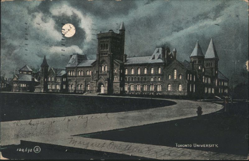 Toronto University Building, Night, Moon Canada Ontario