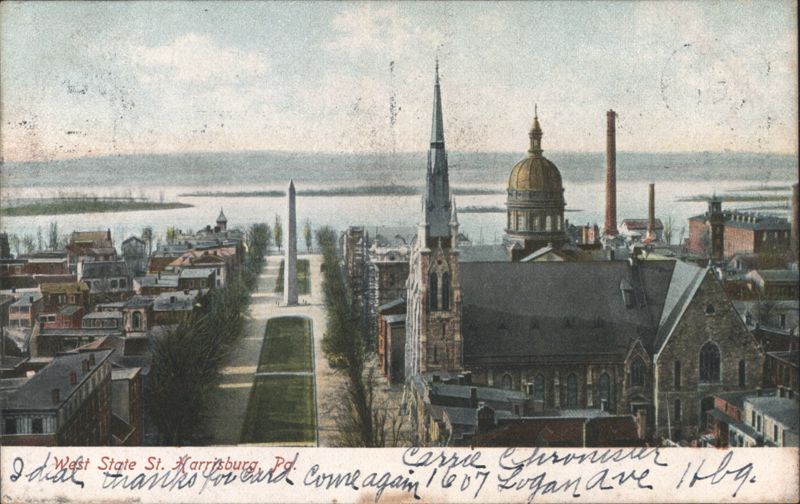 West State St. Harrisburg, PA - River, Monument, Buildings Pennsylvania