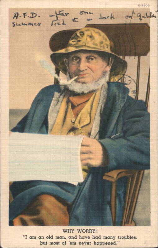 Old Man Smoking Pipe, Why Worry! Quote Phrases & Sayings
