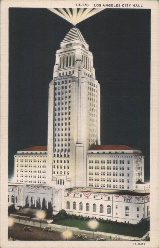 Los Angeles City Hall with Light Beam California