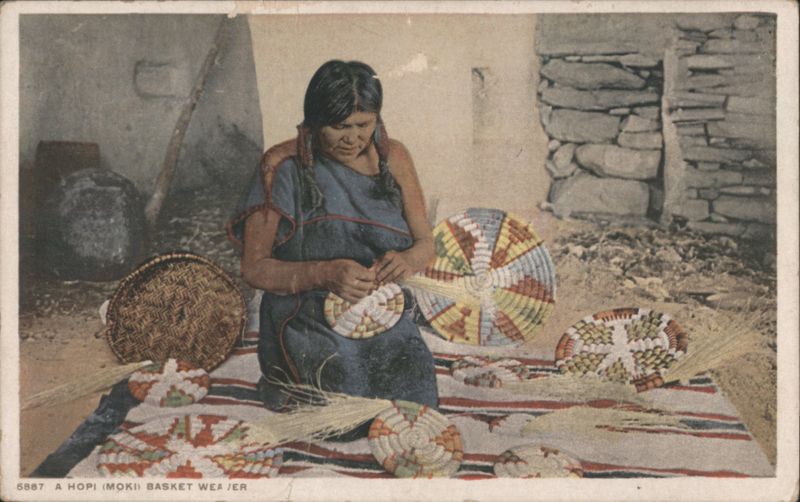 A Hopi (Moki) Basket Weaver Native Americana