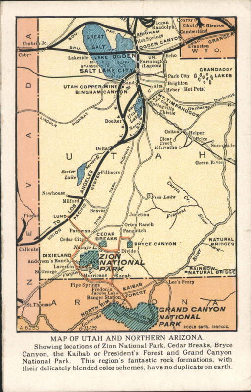 Map of Utah and Northern Arizona National Parks Maps