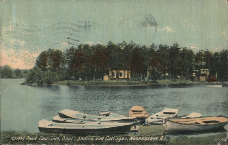 Harris Pond, East Side, Boat Landing & Cottages, Woonsocket, RI Rhode Island