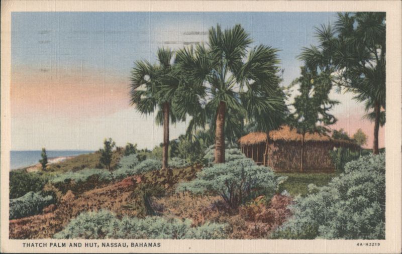 Thatch Palm and Hut, Nassau, Bahamas Caribbean Islands