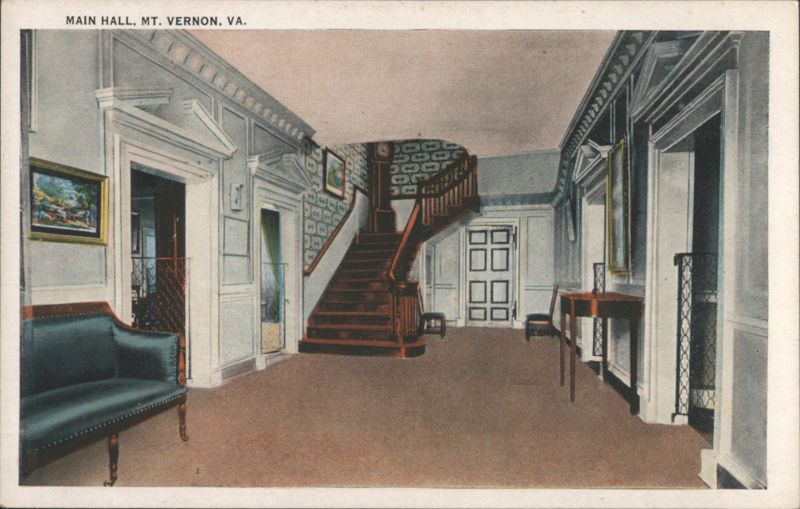 Main Hall, Mount Vernon Mansion, Colonial Architecture Virginia
