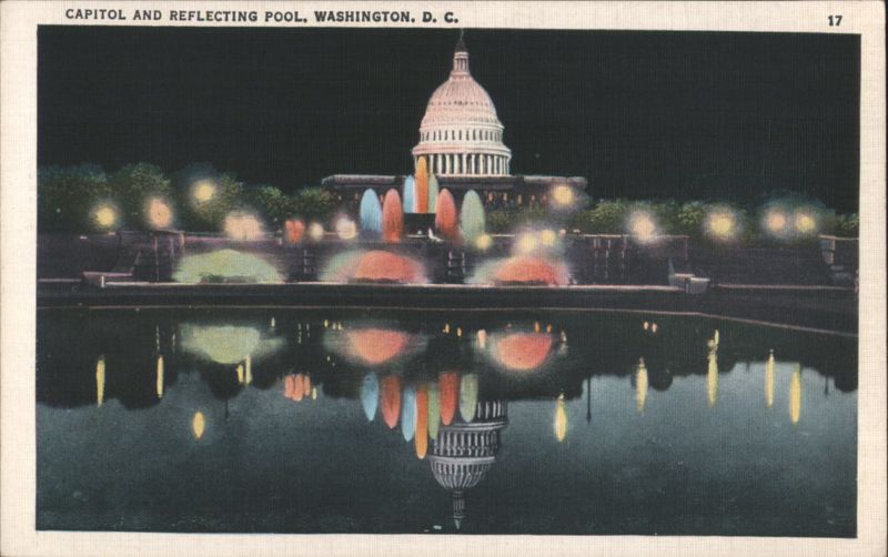 Capitol and Reflecting Pool, Night Illumination Washington District of Columbia