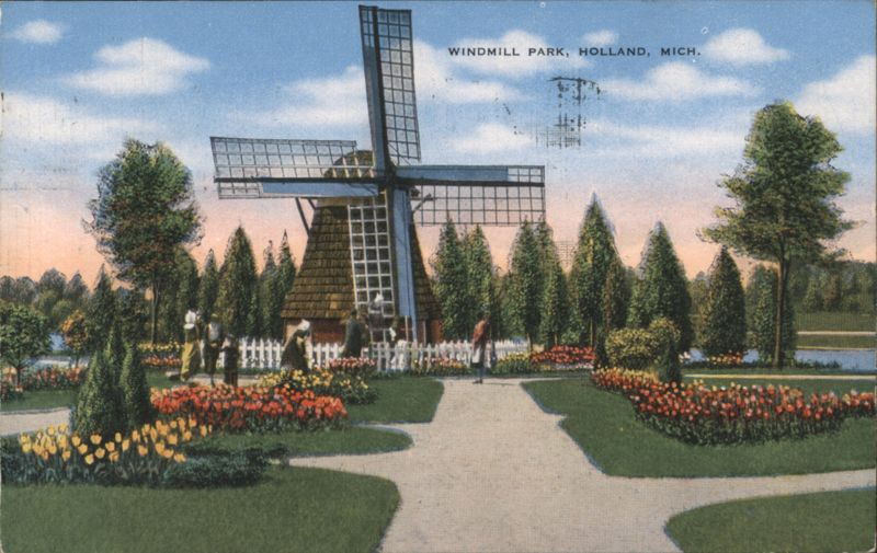 Windmill Park, Dutch Mill & Tulips, Holland, MI Michigan