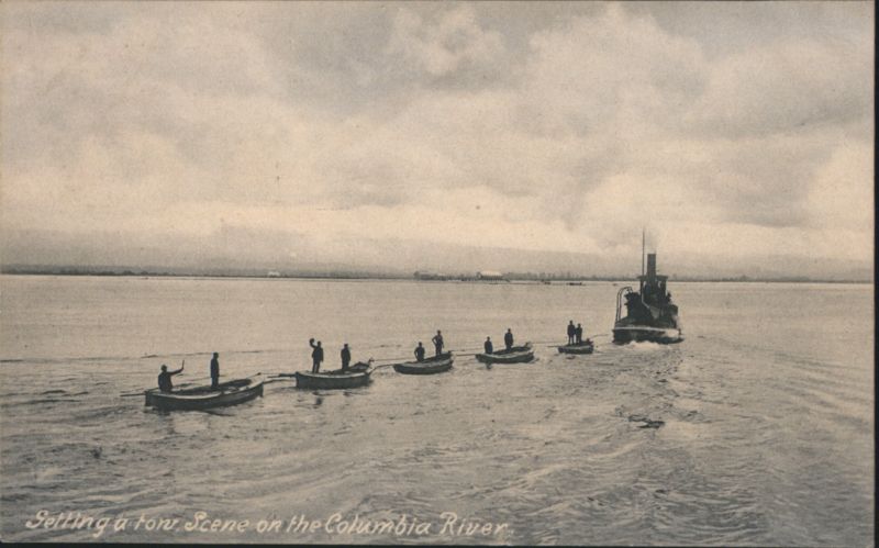 Setting a tow Scene on the Columbia River Washington