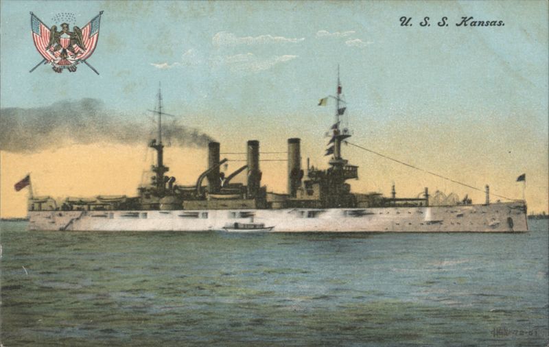 U. S. S. Kansas Battleship with US Eagle Emblem Battleships