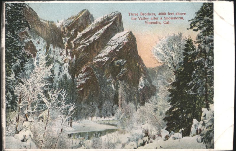Three Brothers, 4000 ft above Valley after Snowstorm, Yosemite California