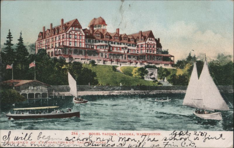 Hotel Tacoma, Waterfront with Sailboats Washington