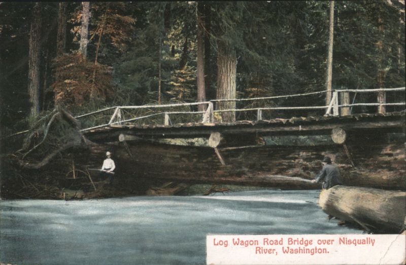 Log Wagon Road Bridge over Nisqually River Washington