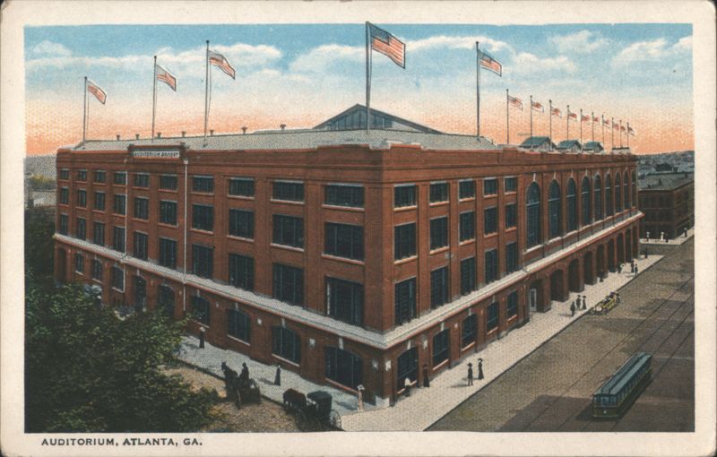 Atlanta Municipal Auditorium with American Flags Georgia