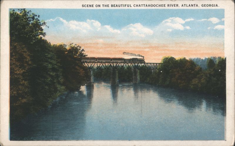 Beautiful Chattahoochee River Scene, Train Bridge Atlanta Georgia