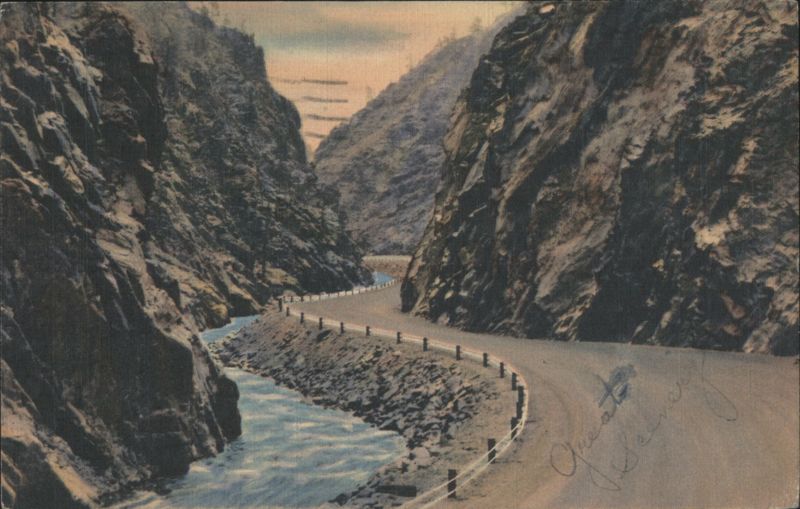 Picturesque Cliffs and Highway, Thompson Canyon Estes Park Colorado