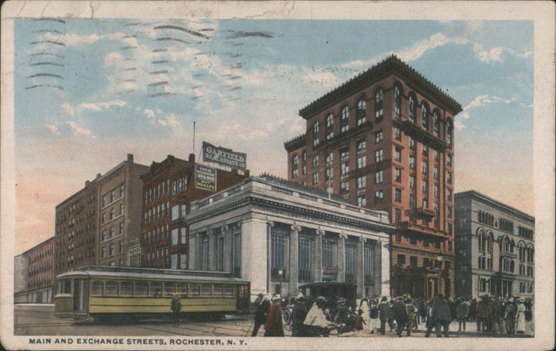 Main & Exchange Streets, Trolley Car, Rochester, NY New York