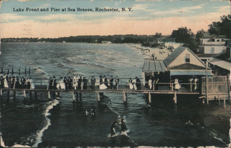 Lake Front and Pier at Sea Breeze, Rochester, N. Y. New York