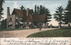 Entrance to Riverside Cemetery, Rochester, NY Postcard