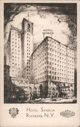 Hotel Seneca, Rochester, NY - Etching of 550 Room Hotel Postcard