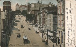 Albany, NY, State Street from Broadway with Streetcars Postcard