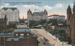 State Street, Bell Telephone, State Capitol, Educational Bldg. Postcard