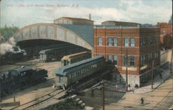 New York Central Station, Rochester, NY with Trains Postcard