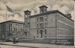 East High School with American Flag Postcard